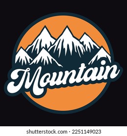 Mountain Adventure Emblem Patch Logo Poster Label Vector Illustration Retro Vintage Badge Sticker And T-shirt Design