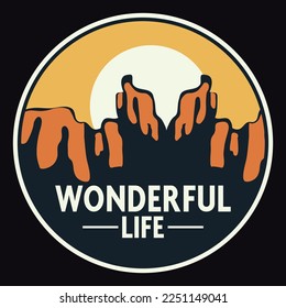 Mountain Adventure Emblem Patch Logo Poster Label Vector Illustration Retro Vintage Badge Sticker And T-shirt Design