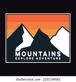 Montaña Adventure Emblem Patch Logo Etiqueta De Cartel Vector Ilustración Insignia De Vintage Retro Y Diseño De Camisetas