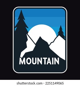 Mountain Adventure Emblem Patch Logo Poster Label Vector Illustration Retro Vintage Badge Sticker And T-shirt Design