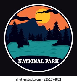 Montaña Adventure Emblem Patch Logo Etiqueta De Cartel Vector Ilustración Insignia De Vintage Retro Y Diseño De Camisetas