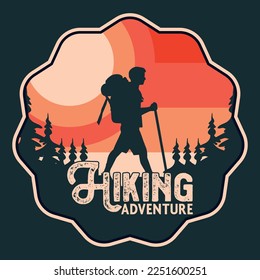 Montaña Adventure Emblem Patch Logo Etiqueta De Cartel Vector Ilustración Insignia De Vintage Retro Y Diseño De Camisetas
