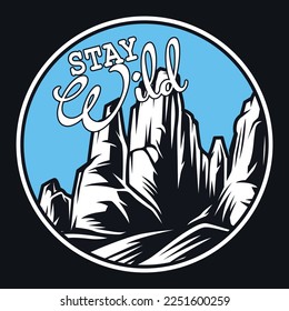 Mountain Adventure Emblem Patch Logo Poster Label Vector Illustration Retro Vintage Badge Sticker And T-shirt Design