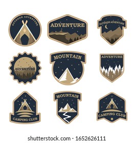 Mountain adventure emblems, badges and logo patches.