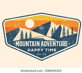 Mountain adventure. Explore graphic print design for apparel. Mounting artwork for t shirt , sweatshirt, poster, sticker and others.