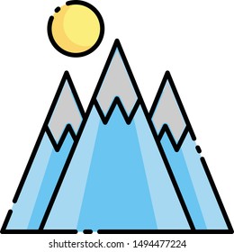 Mountain adventure filled line icon logo design
