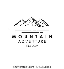 Mountain Adventure Flat Simple Line Art