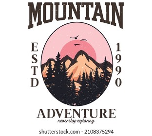 Mountain adventure graphic print design for t shirt and others. 