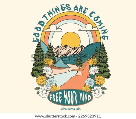 Mountain adventure graphic print design for apparels, poster, sticker and others. Explore the wild.