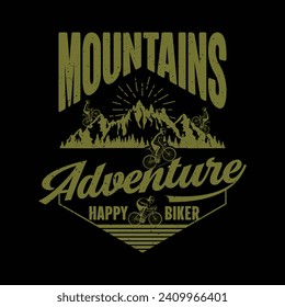 Mountain Adventure Happy Biker T-Shirt Design