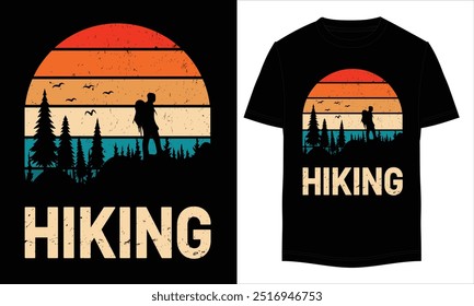 Mountain aventura caminhando t-shirt design, camping montanha, e caminhadas vintage t-shirt design, caminhando vetor