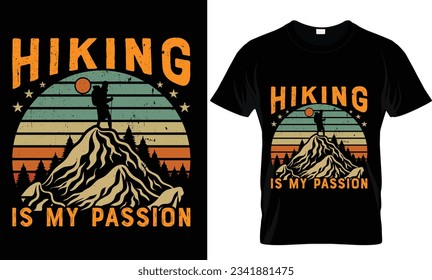 Mountain adventure hiking tshirt design, camping mountain, and hiking vintage t-shirt design
