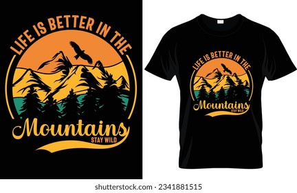 Mountain adventure hiking tshirt design, camping mountain, and hiking vintage t-shirt design
