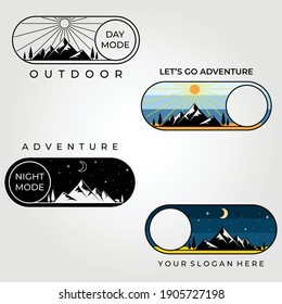 mountain adventure icon sticker logo vector set illustration design , bundle logo icon symbol sticker