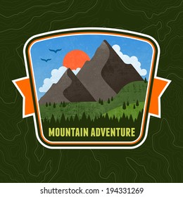 Mountain adventure illustration badge graphic design emblem