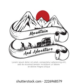 mountain and adventure illustration hand drawing