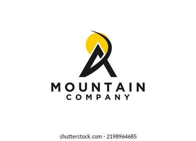 Letra inicial de la aventura de montaña Símbolo de diseño de logotipo 