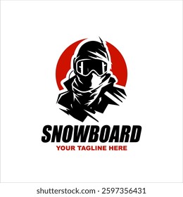Mountain Adventure insignias with snowboarders man symbol. Vector vintage