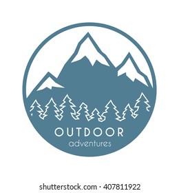 Mountain adventure label. Vector icon.