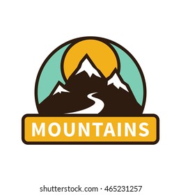 Mountain adventure label. Vector icon.