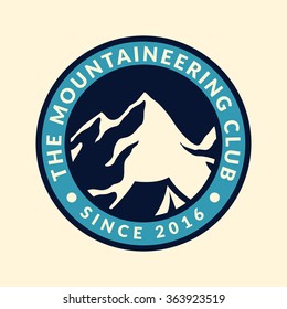 Mountain adventure label. Vector illustration.
