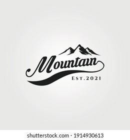 mountain adventure lettering logo vector symbol illustration design, outdoor mountain hike logo symbol design