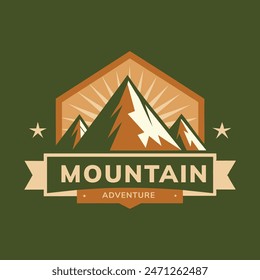 Mountain Adventure Logo, Adventure Badge, Camping Logo with Mountain