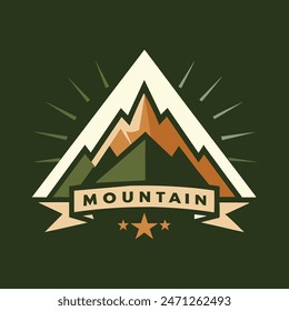 Mountain Adventure Logo, Adventure Badge, Camping Logo with Mountain