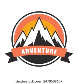 Mountain Adventure Logo, Adventure Badge, Camping Logo with Mountain