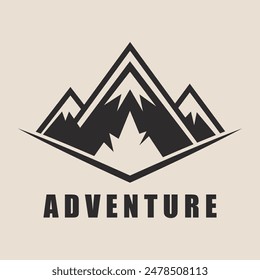 Mountain Adventure Logo, Adventure Badge, Camping Logo with Mountain