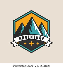 Mountain Adventure Logo, Adventure Badge, Camping Logo with Mountain