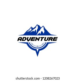 Mountain Adventure Logo Design. Compass Icon Symbol