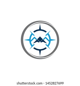 Mountain adventure logo design. Compass icon symbol