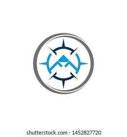 Mountain adventure logo design. Compass icon symbol