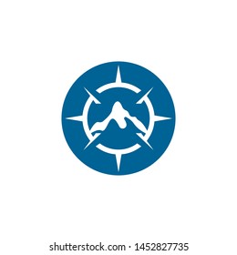 Mountain adventure logo design. Compass icon symbol