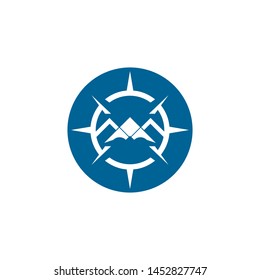 Mountain adventure logo design. Compass icon symbol