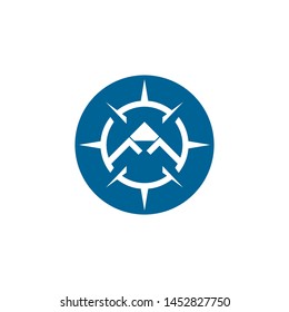 Mountain adventure logo design. Compass icon symbol