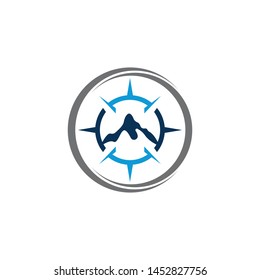 Mountain adventure logo design. Compass icon symbol