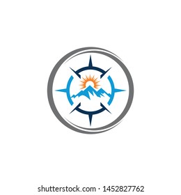 Mountain adventure logo design. Compass icon symbol