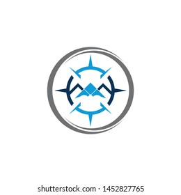 Mountain adventure logo design. Compass icon symbol