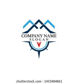Mountain adventure logo design. Compass icon symbol