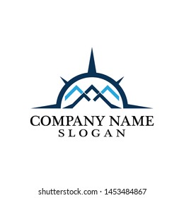 Mountain adventure logo design. Compass icon symbol