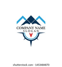 Mountain adventure logo design. Compass icon symbol