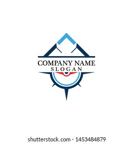 Mountain adventure logo design. Compass icon symbol
