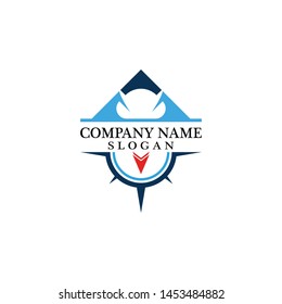Mountain adventure logo design. Compass icon symbol