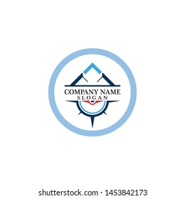 Mountain adventure logo design. Compass icon symbol