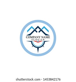 Mountain adventure logo design. Compass icon symbol