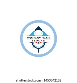 Mountain adventure logo design. Compass icon symbol