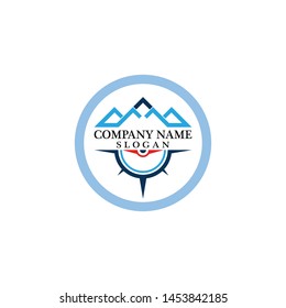 Mountain adventure logo design. Compass icon symbol