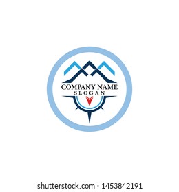 Mountain adventure logo design. Compass icon symbol